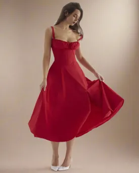 Heidi Red Corset Dress - Red Sun Dress