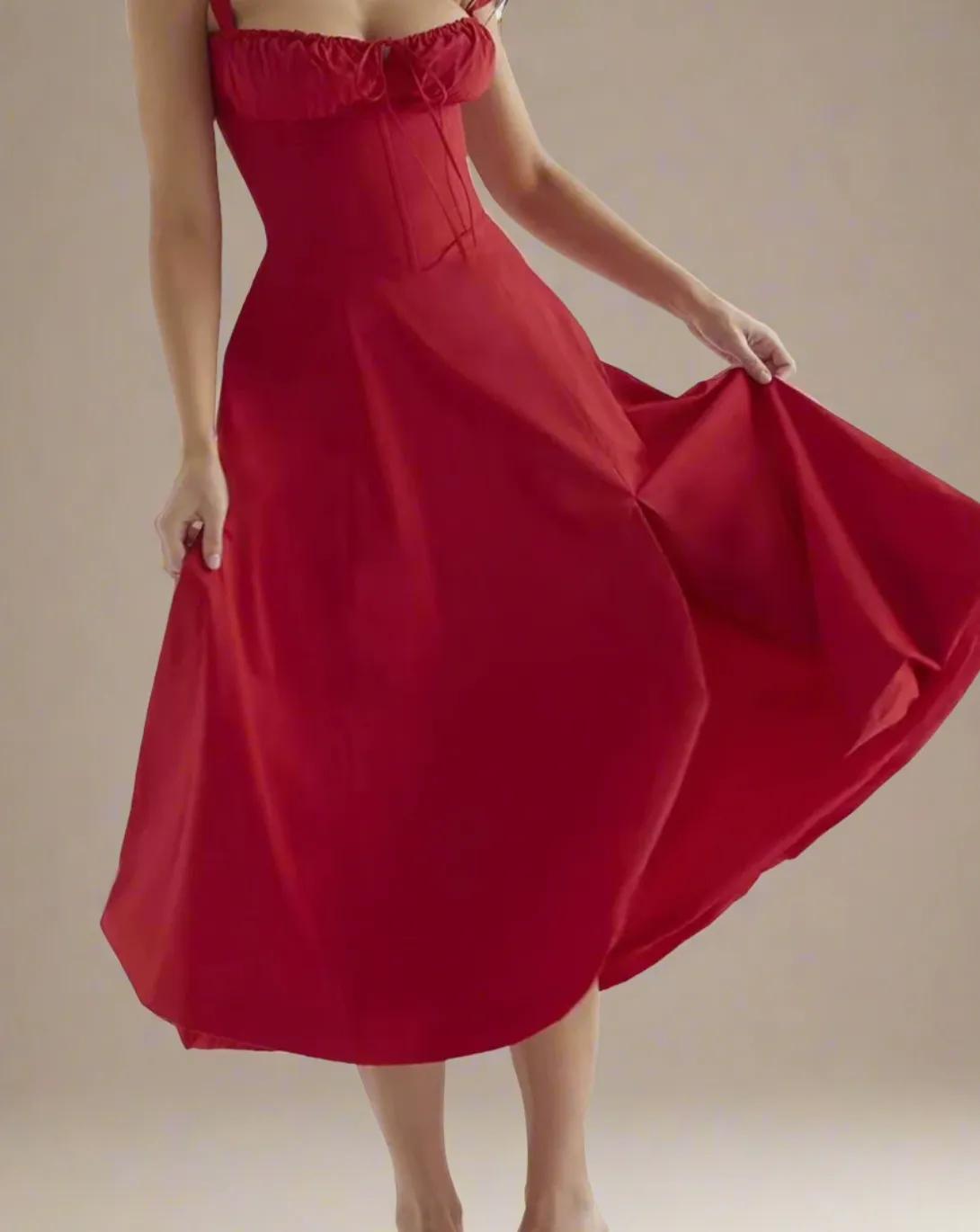 Heidi Red Corset Dress - Red Sun Dress