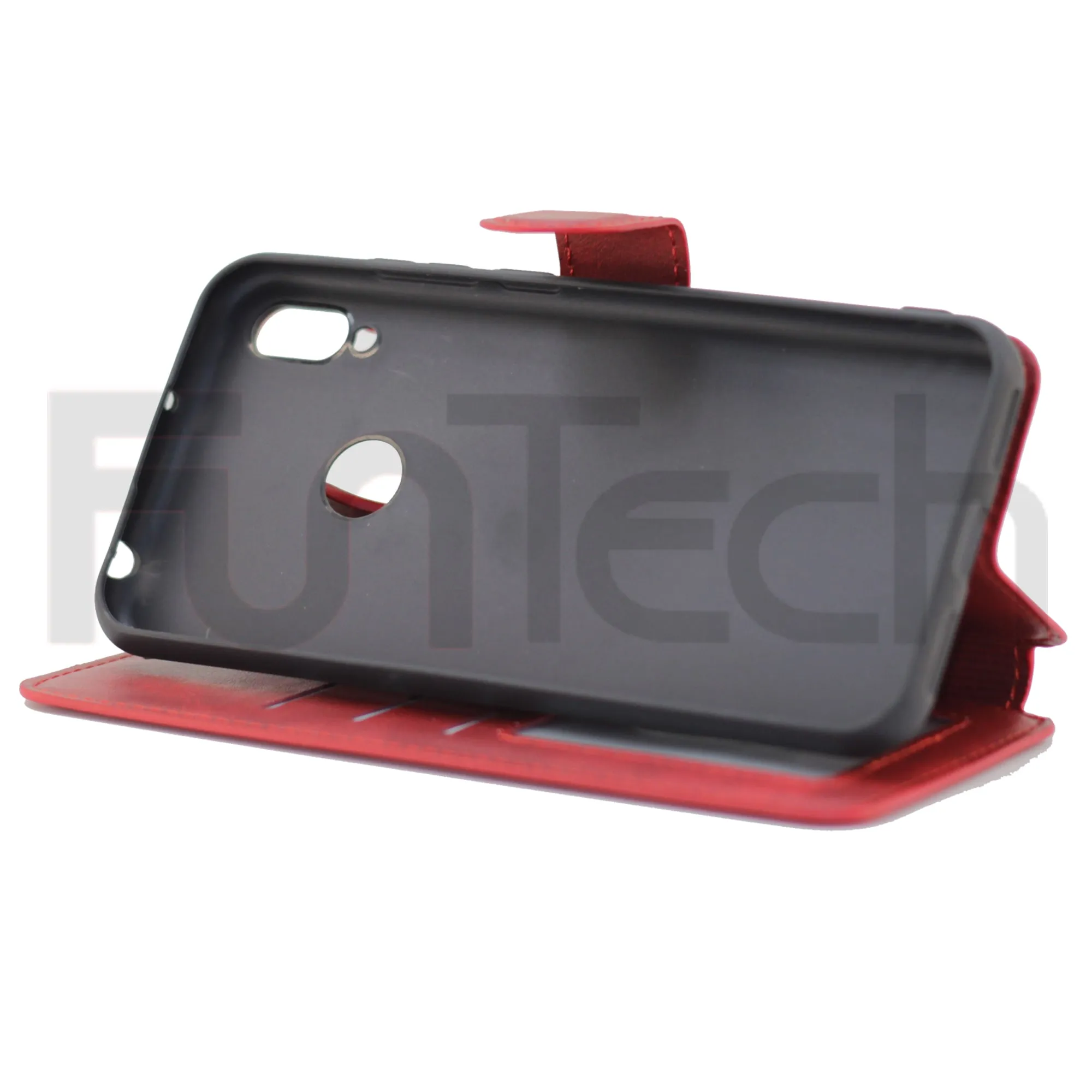 Huawei Y6 2019, Leather Wallet Case, Color Red,