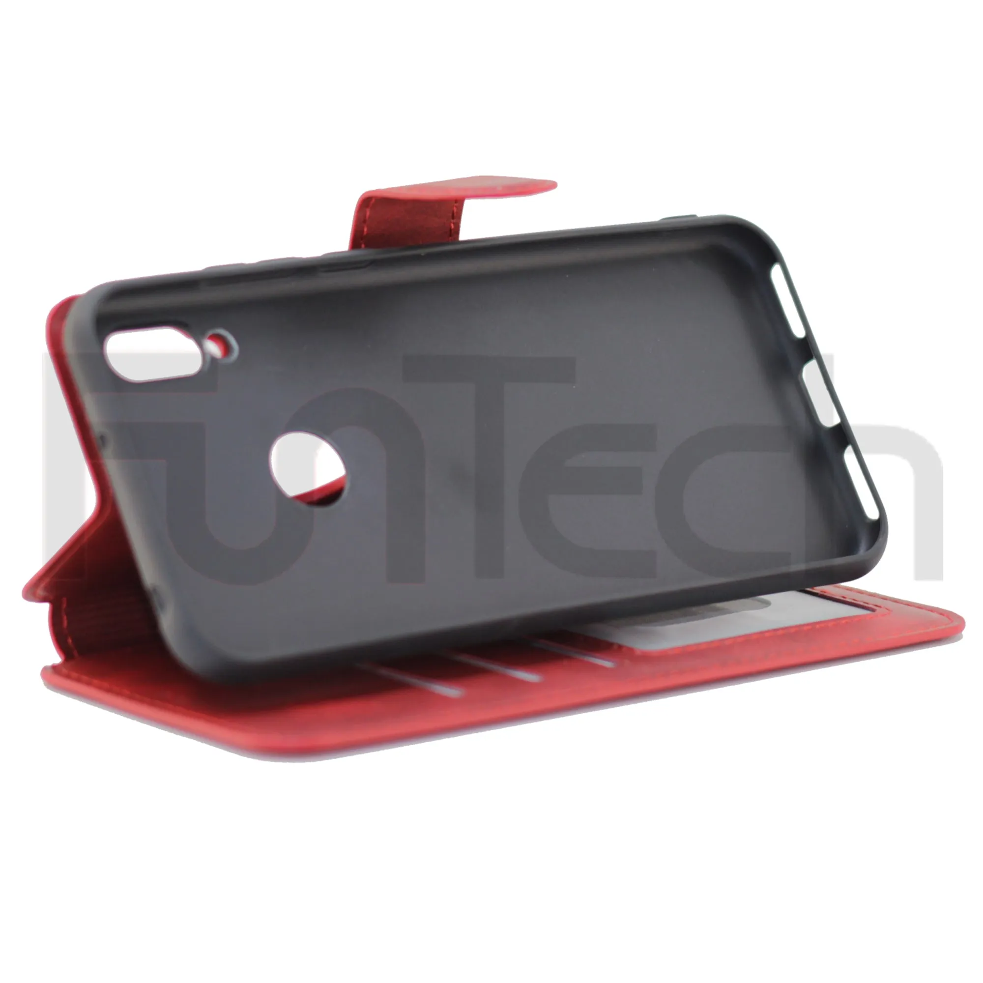 Huawei Y6 2019, Leather Wallet Case, Color Red,