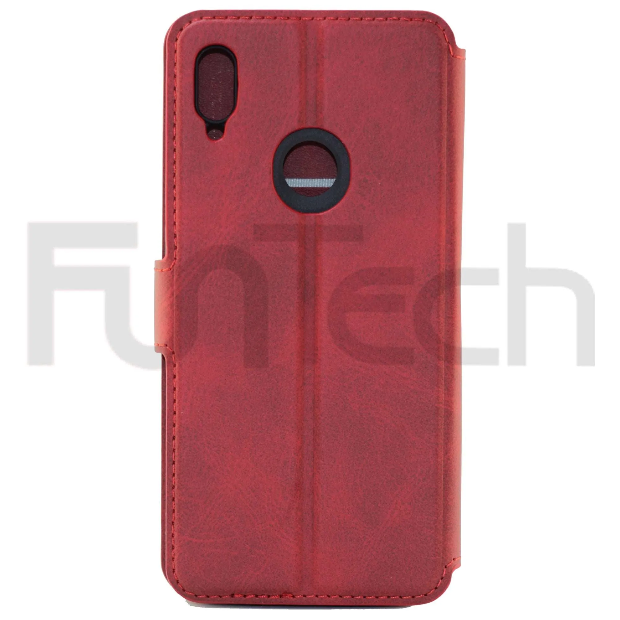 Huawei Y6 2019, Leather Wallet Case, Color Red,