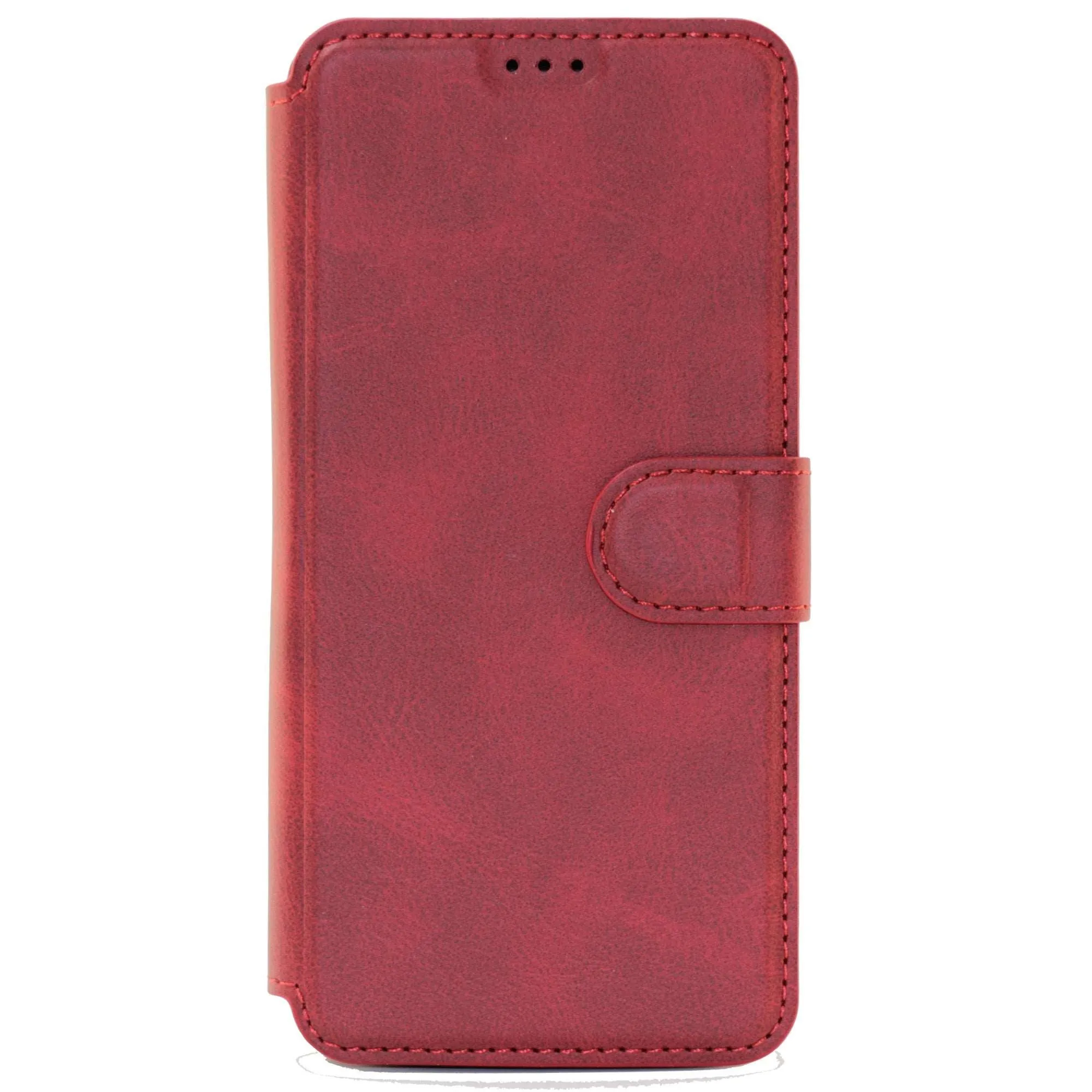 Huawei Y6 2019, Leather Wallet Case, Color Red,