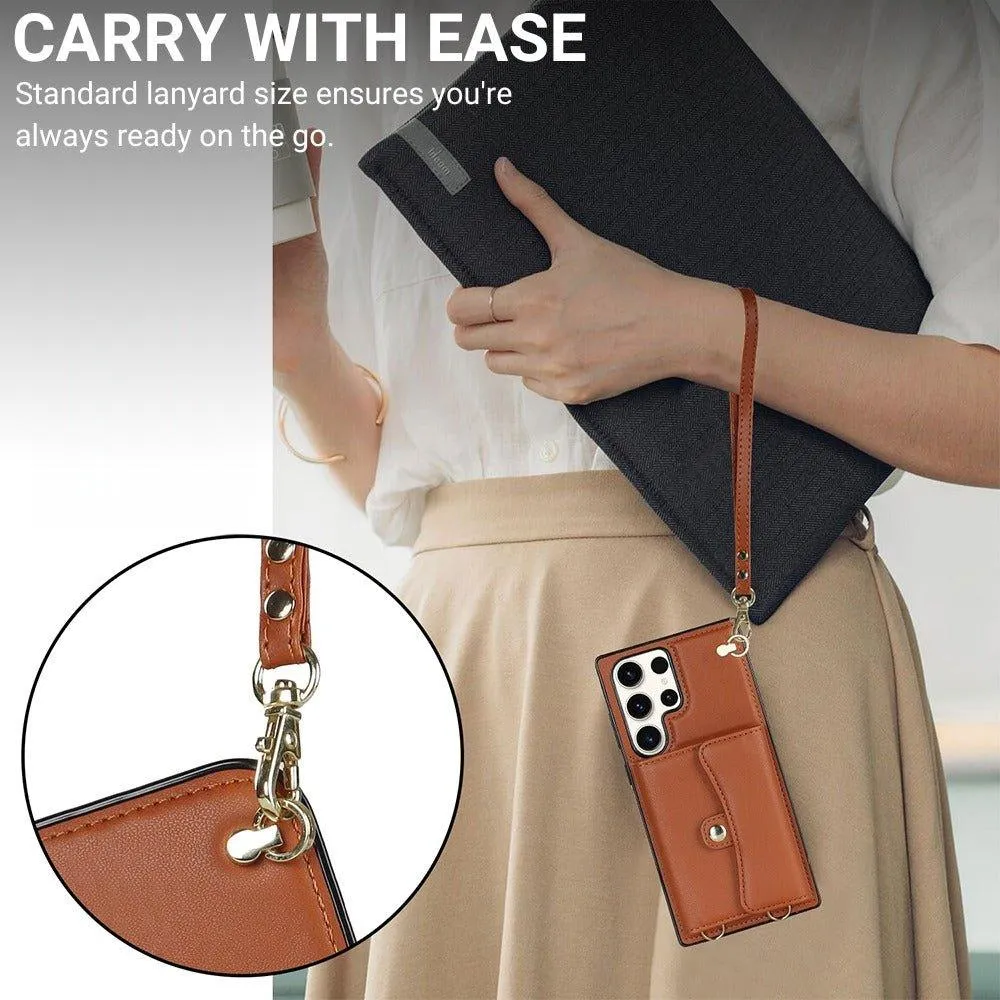 Infero Leather Wallet Case With Lanyard For Galaxy S Series