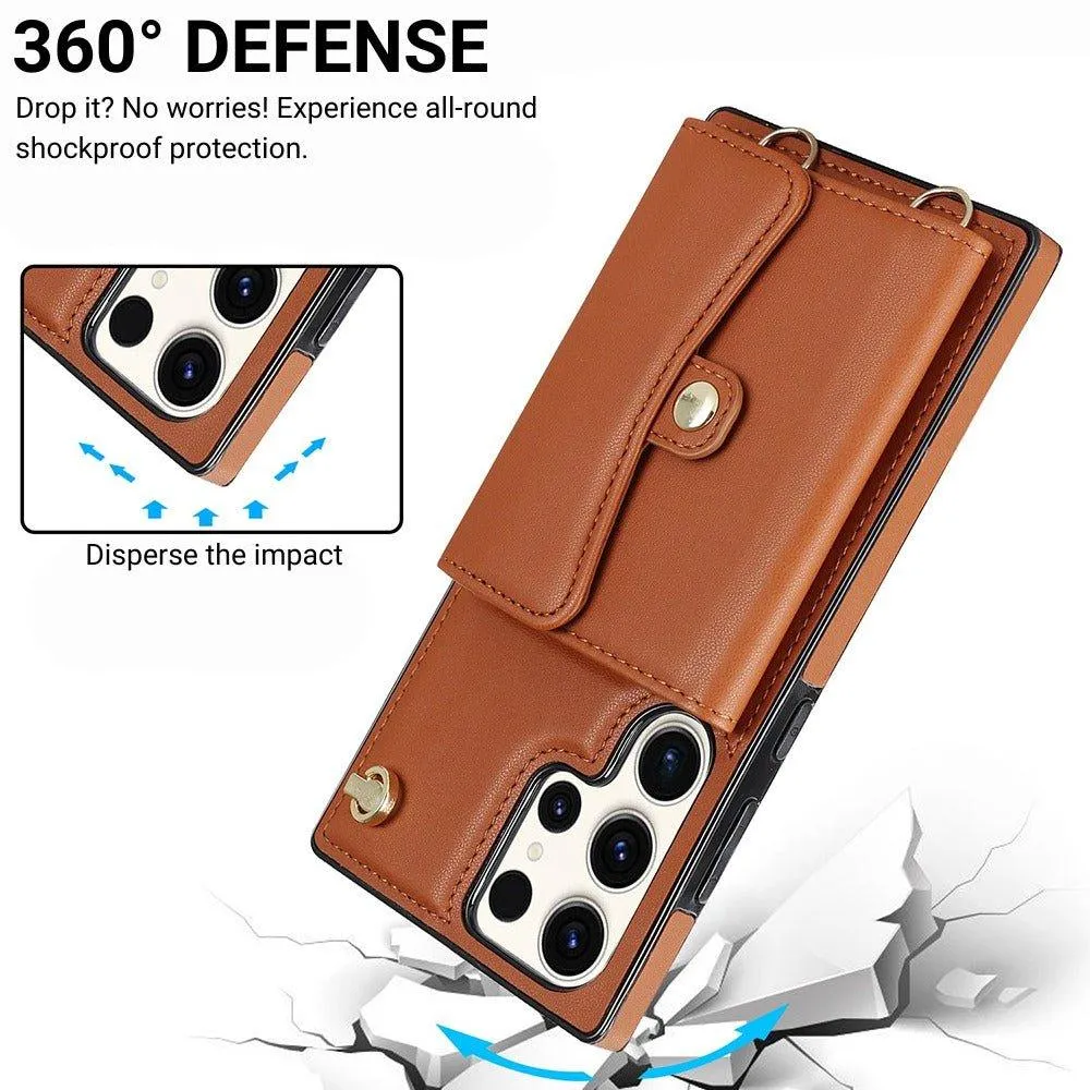 Infero Leather Wallet Case With Lanyard For Galaxy S Series