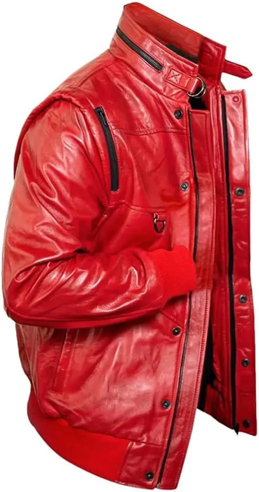 JACKETHUB Johnny Lawrence Red Karate Kid Cobra Kobra Kai Jacket - Men Bomber Leather Jacket