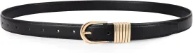 JASGOOD Women Skinny Leather Belt for Jeans Pants Fashion Ladies Thin Belt for Dress with Gold Single Prong Buckle