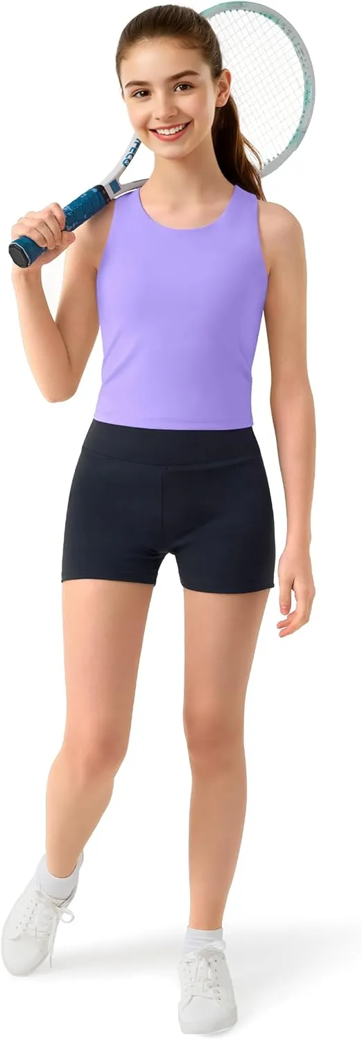 JOCMIC Girls Tank Tops Athletic Shirts Double-Lined Racerback Workout Tops High Elasticity for Gymnastics Yoga