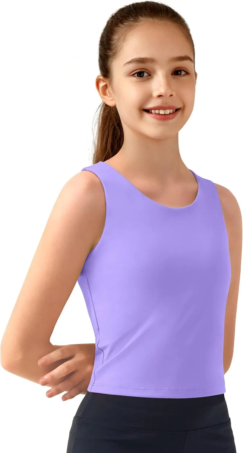 JOCMIC Girls Tank Tops Athletic Shirts Double-Lined Racerback Workout Tops High Elasticity for Gymnastics Yoga