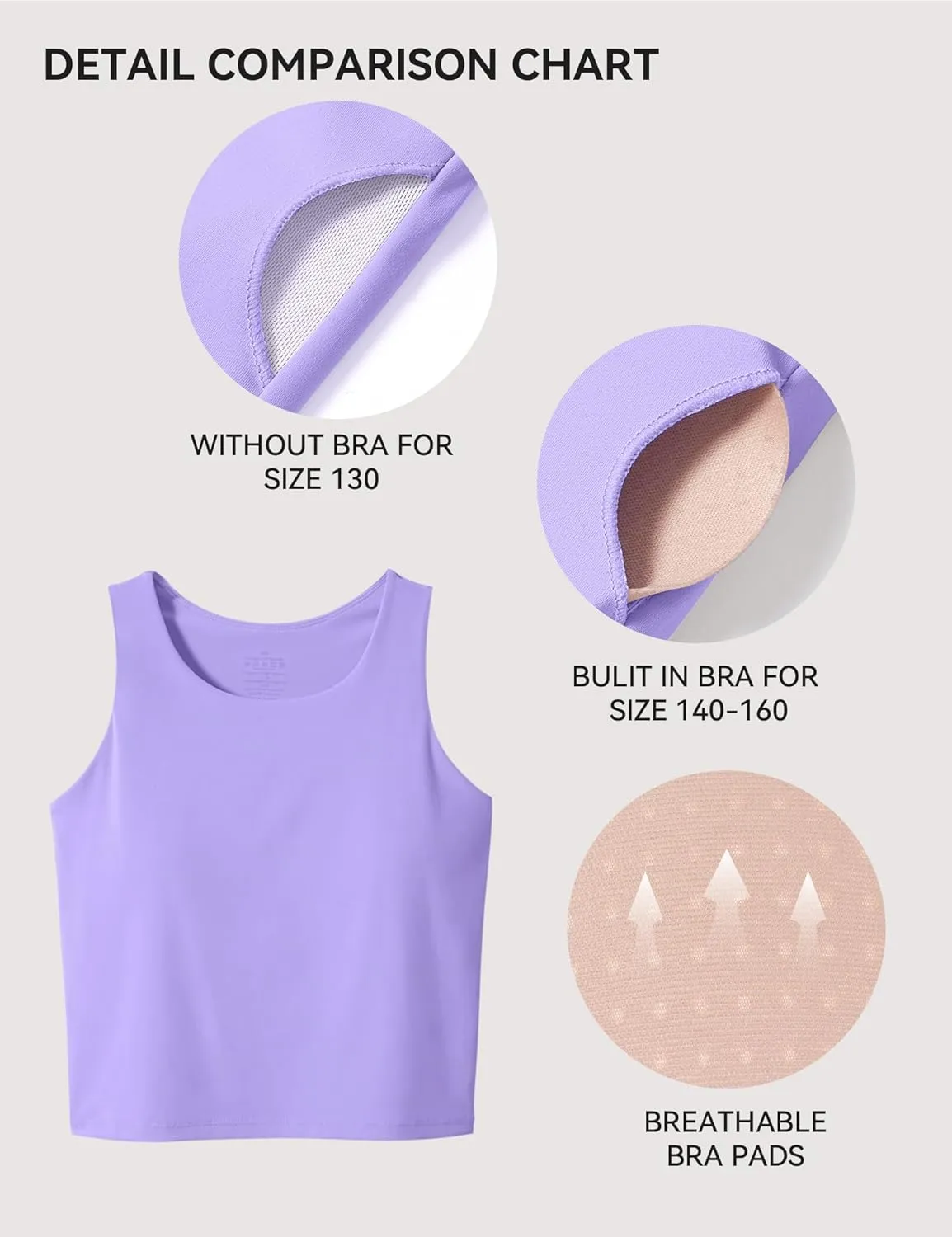 JOCMIC Girls Tank Tops Athletic Shirts Double-Lined Racerback Workout Tops High Elasticity for Gymnastics Yoga