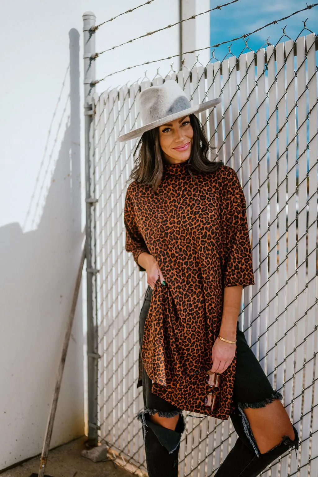 Lala Icon Mock Neck Top in Leopard *RESTOCKED*