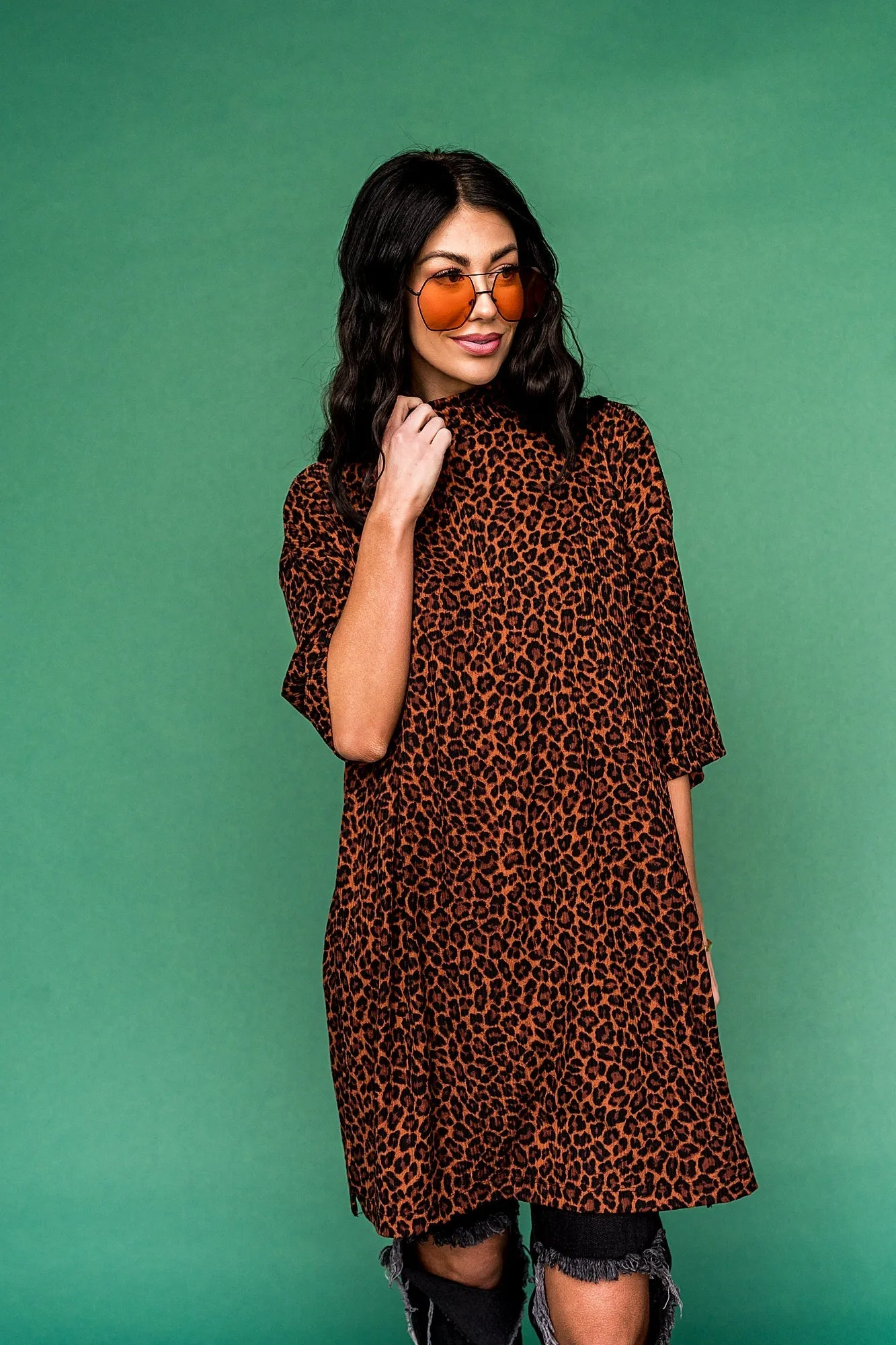 Lala Icon Mock Neck Top in Leopard *RESTOCKED*