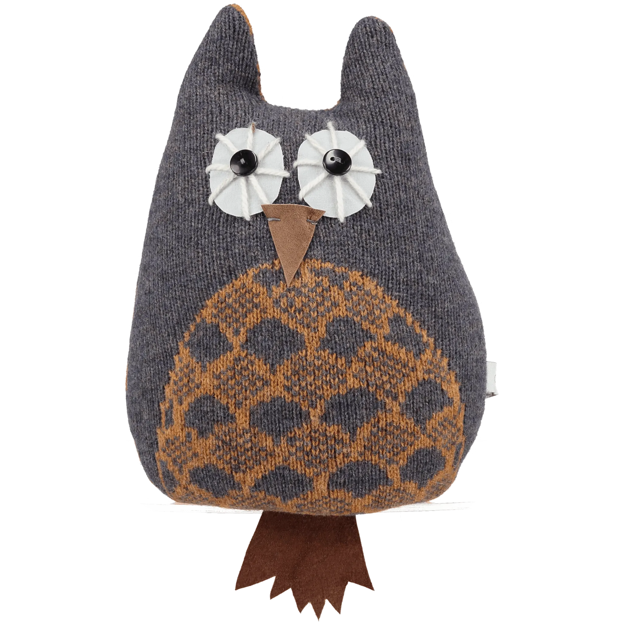 Large Knitted Feather Grey Owl With Lavender