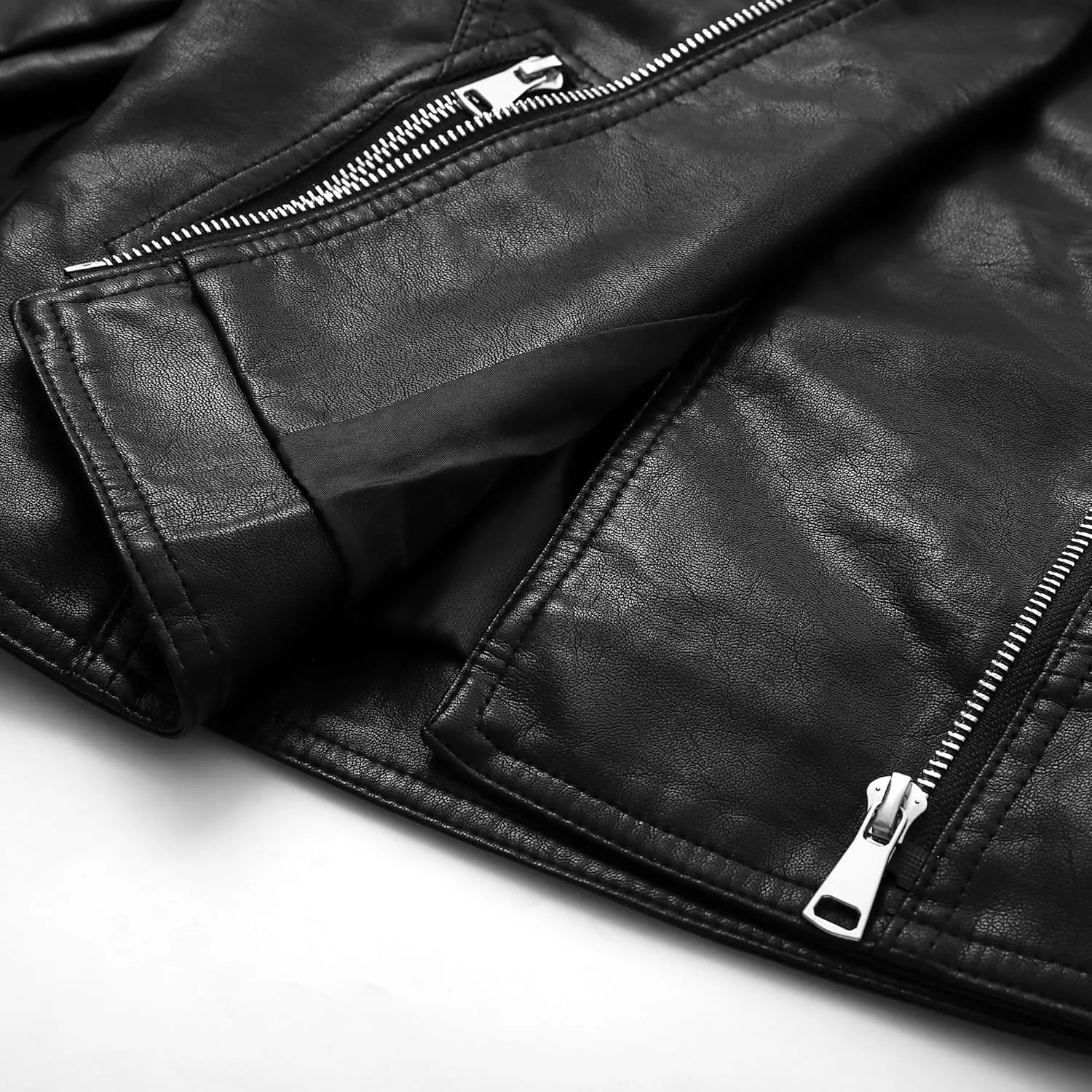 LJYH Girls Tassel Moto Faux Leather Short Jackets Classic Biker Fringe Cropped Coats