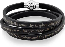 Lord's Prayer Leather Wrap Bracelet