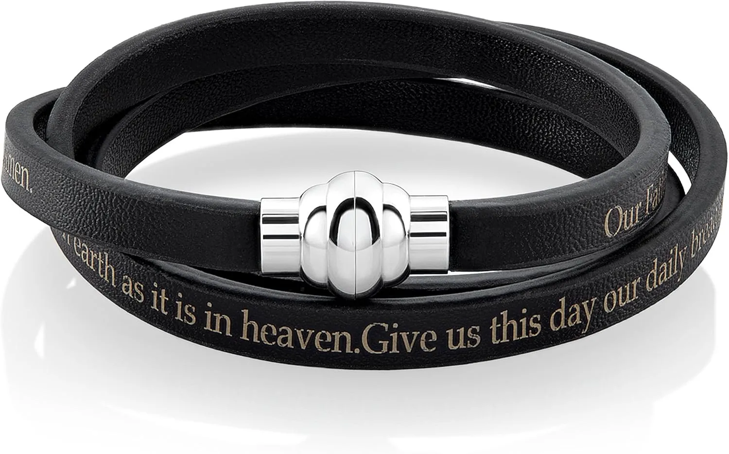 Lord's Prayer Leather Wrap Bracelet