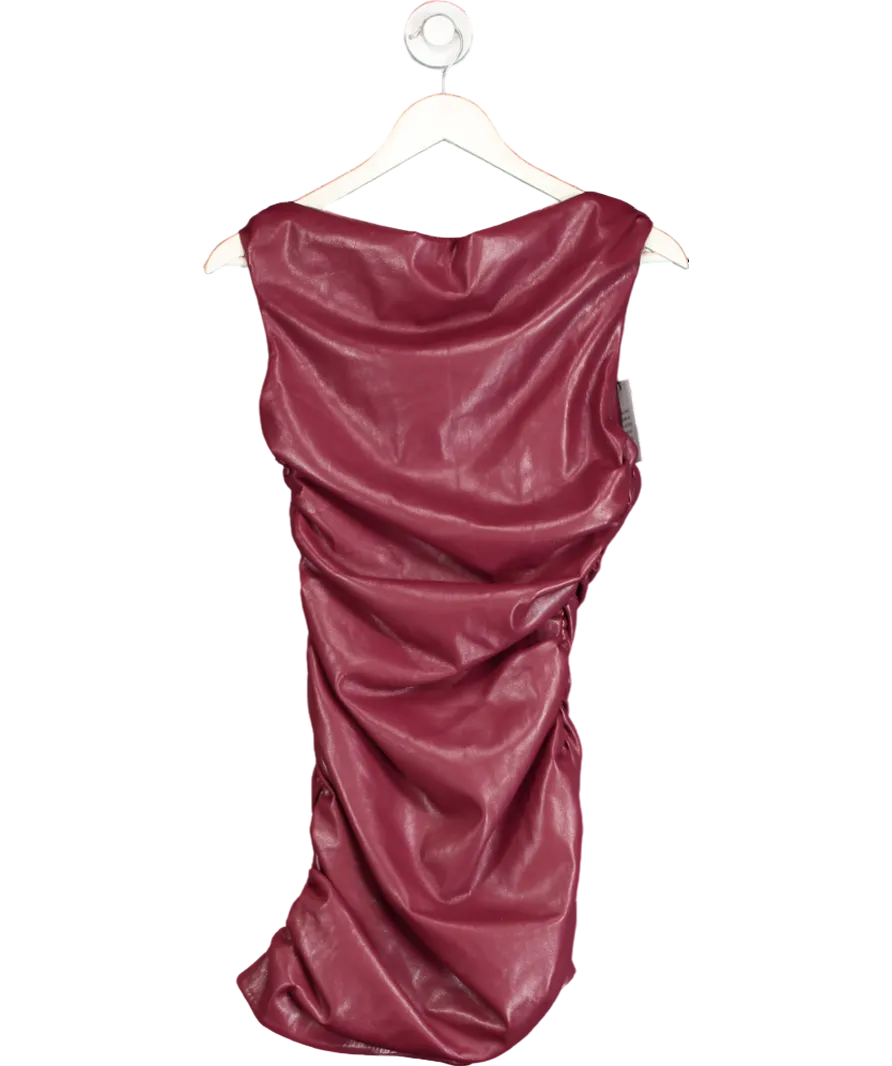 Lovers and Friends Red Burgundy Noa Faux Leather Mini Dress UK XS