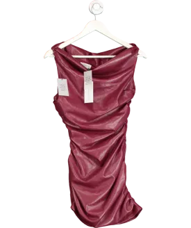 Lovers and Friends Red Burgundy Noa Faux Leather Mini Dress UK XS