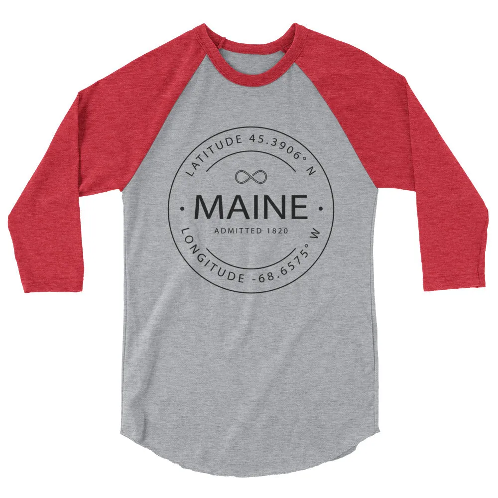 Maine - 3/4 Sleeve Raglan Shirt - Latitude & Longitude