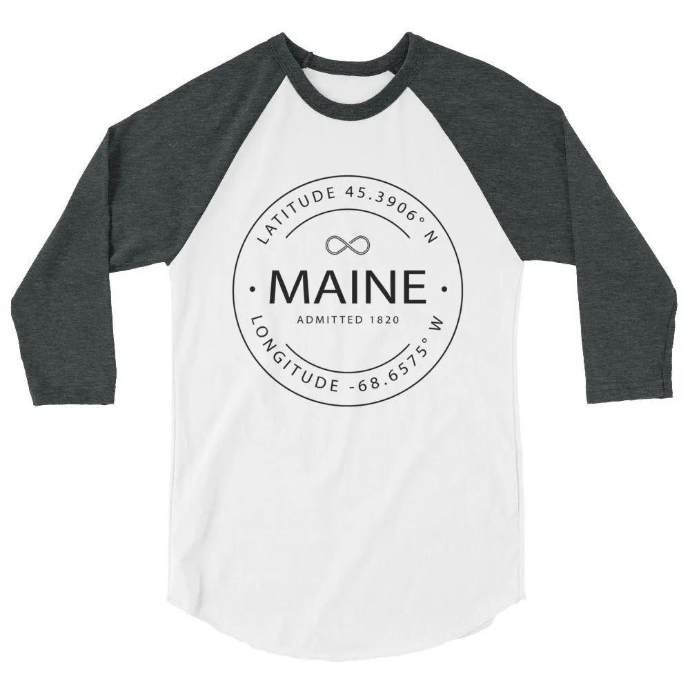 Maine - 3/4 Sleeve Raglan Shirt - Latitude & Longitude