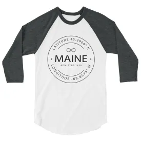 Maine - 3/4 Sleeve Raglan Shirt - Latitude & Longitude