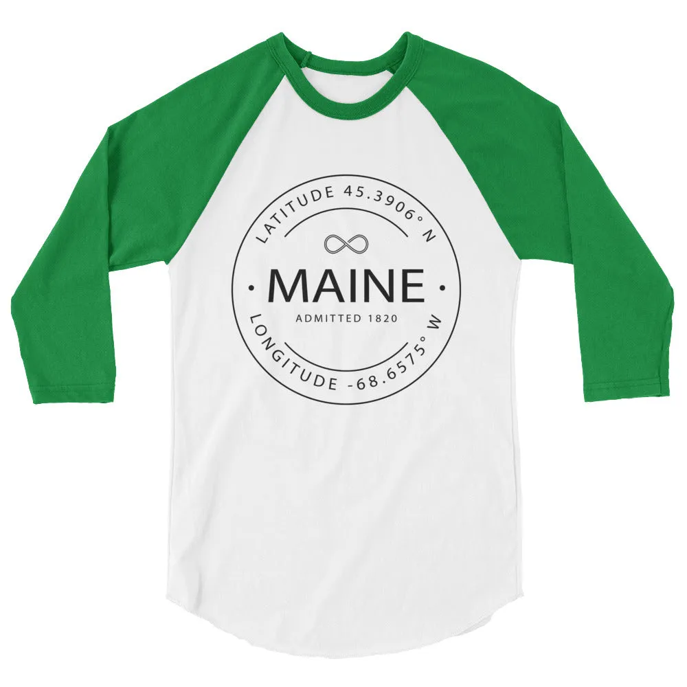 Maine - 3/4 Sleeve Raglan Shirt - Latitude & Longitude