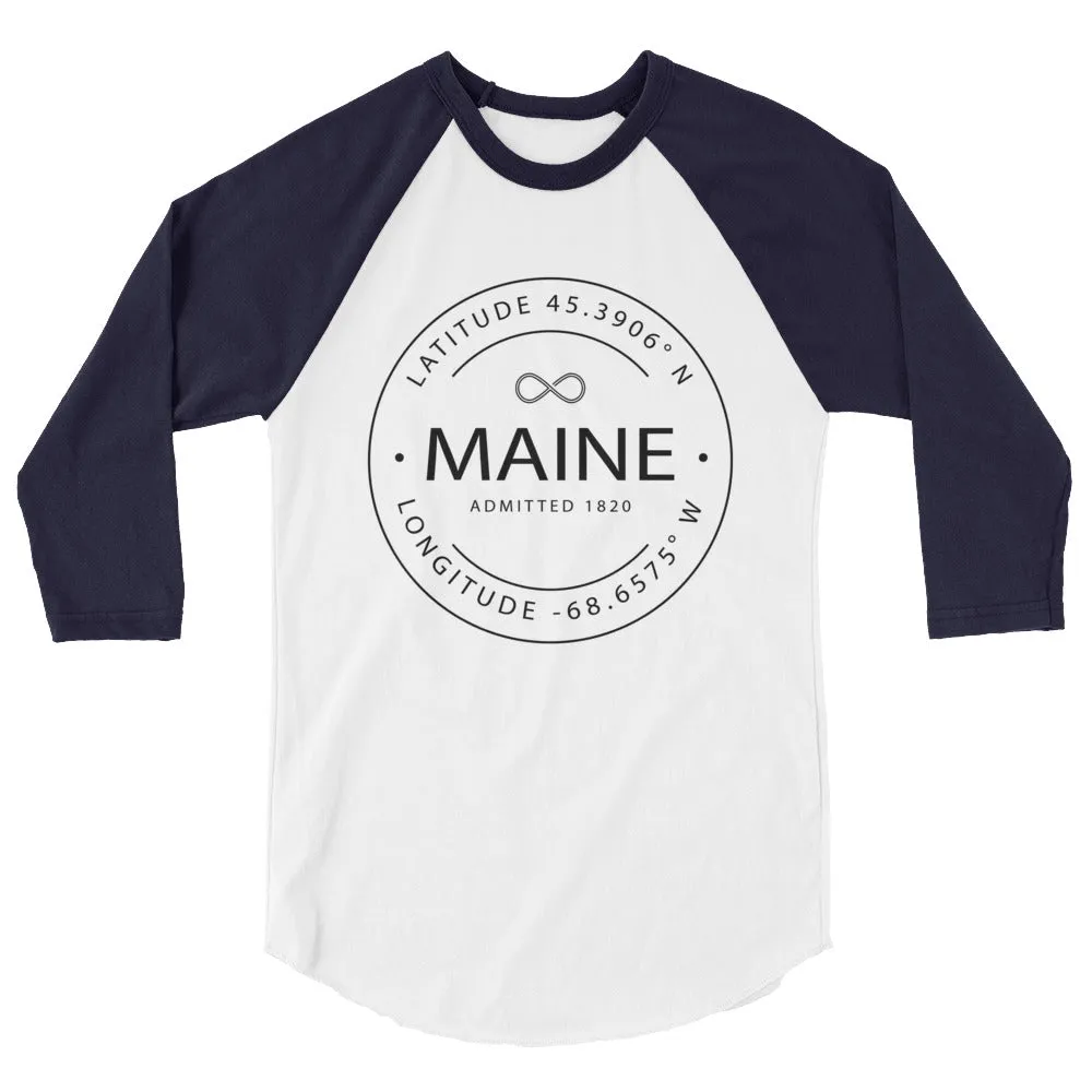Maine - 3/4 Sleeve Raglan Shirt - Latitude & Longitude