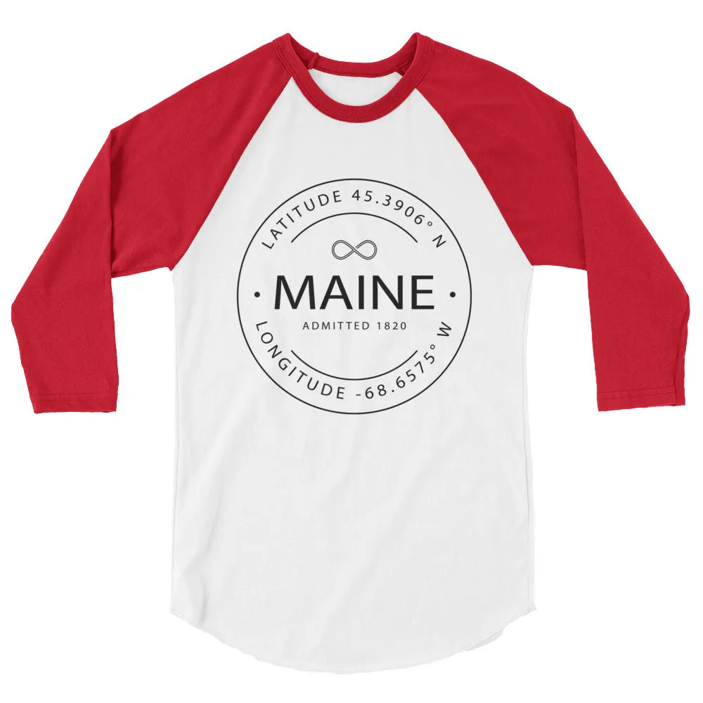 Maine - 3/4 Sleeve Raglan Shirt - Latitude & Longitude