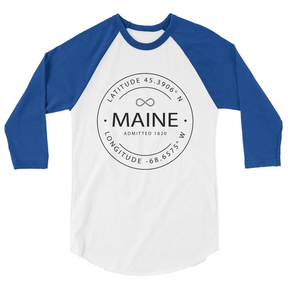 Maine - 3/4 Sleeve Raglan Shirt - Latitude & Longitude