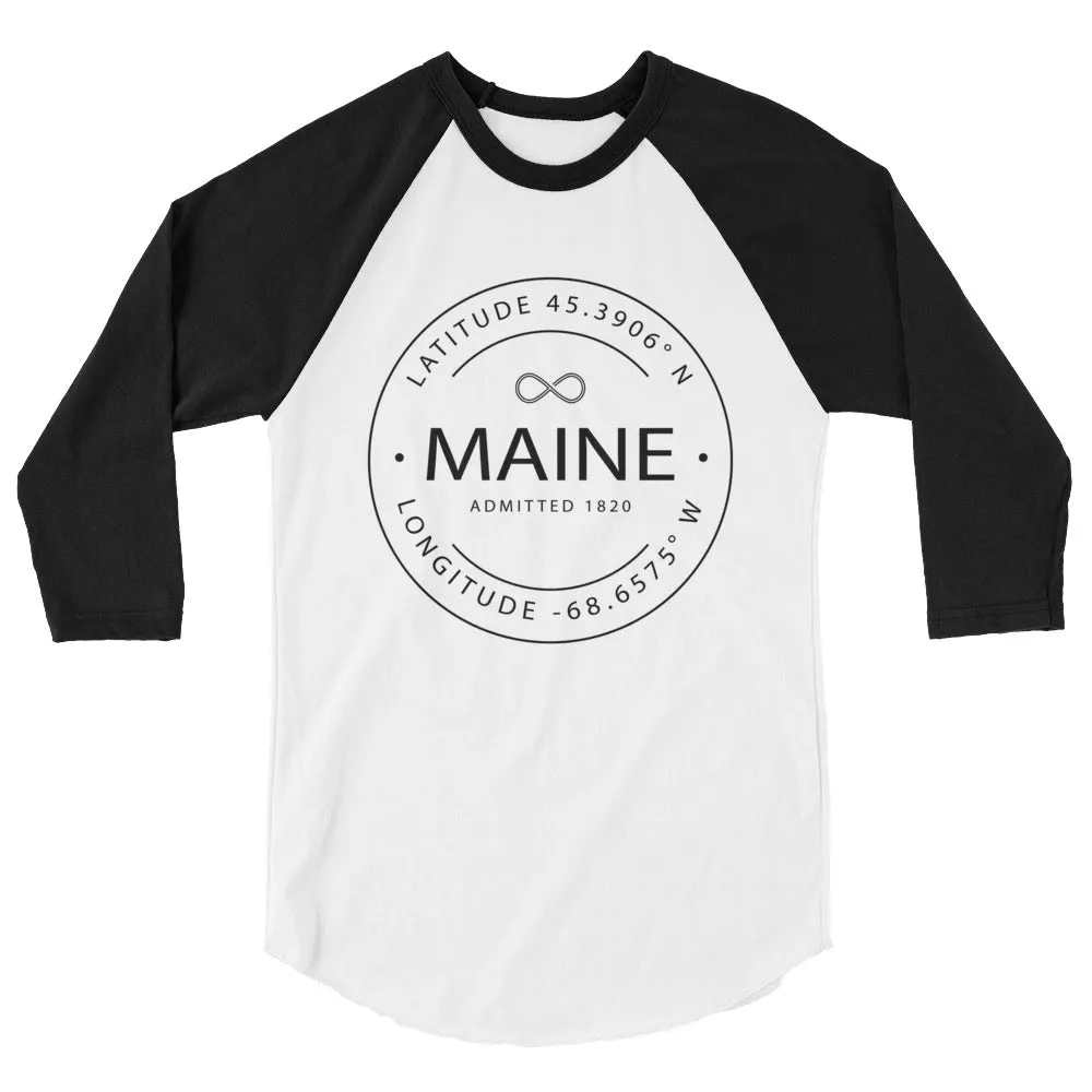 Maine - 3/4 Sleeve Raglan Shirt - Latitude & Longitude
