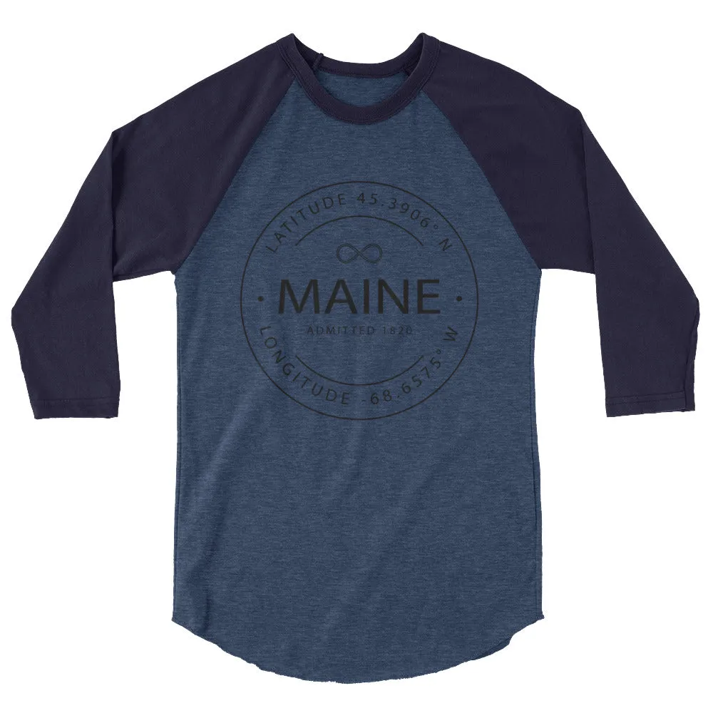 Maine - 3/4 Sleeve Raglan Shirt - Latitude & Longitude