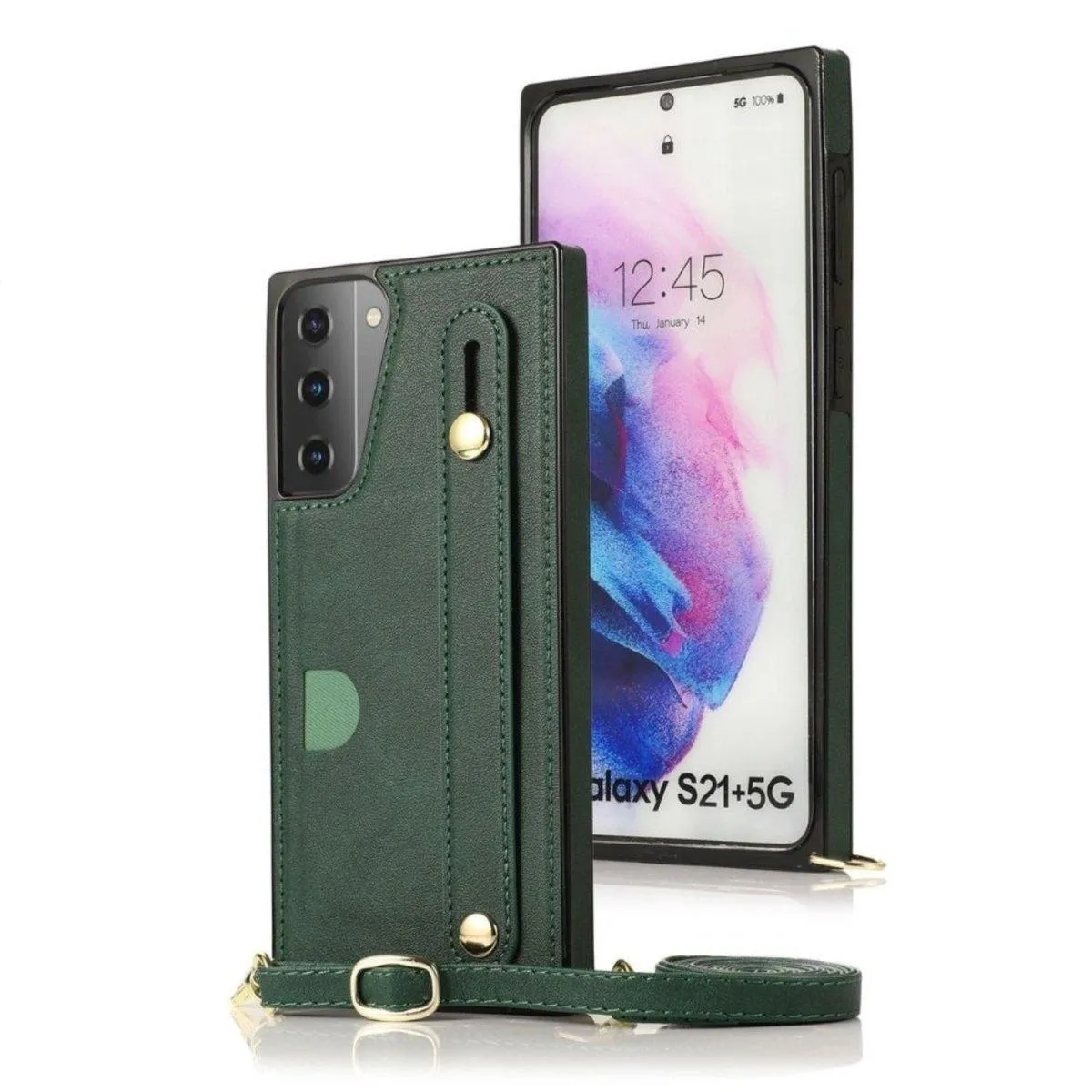 Mane Slim Leather Galaxy Shockproof Case With Wrist Strap