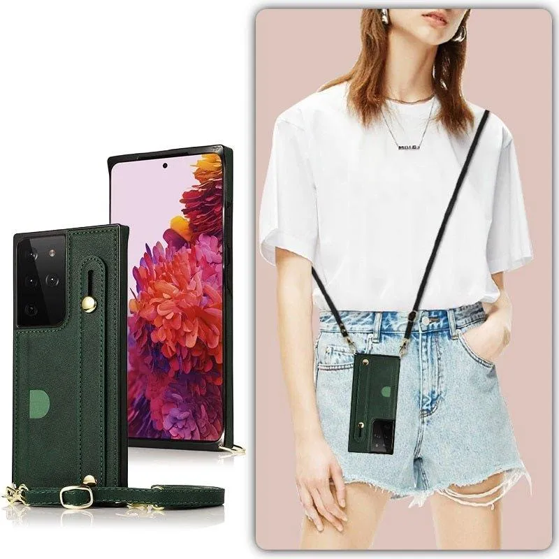 Mane Slim Leather Galaxy Shockproof Case With Wrist Strap