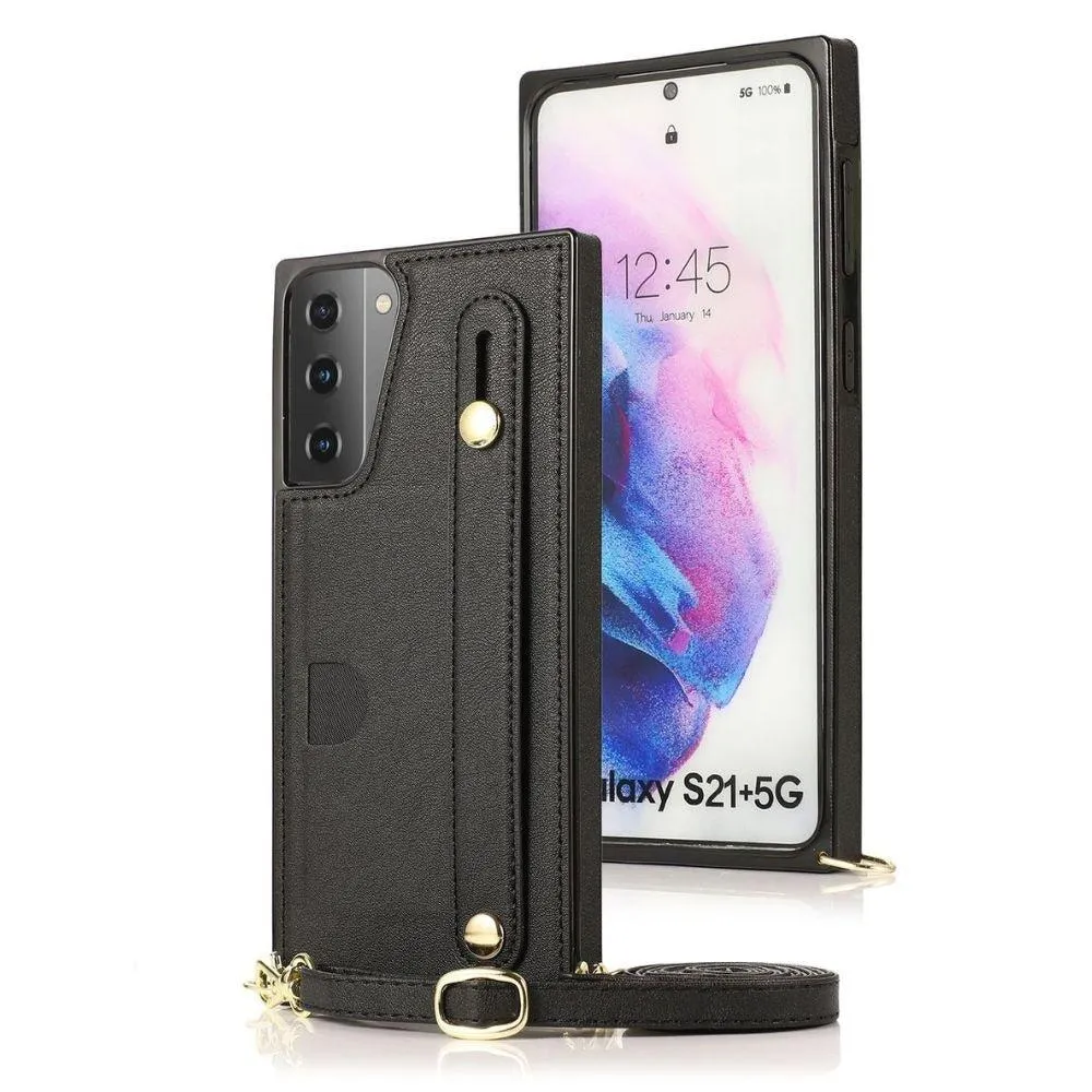 Mane Slim Leather Galaxy Shockproof Case With Wrist Strap