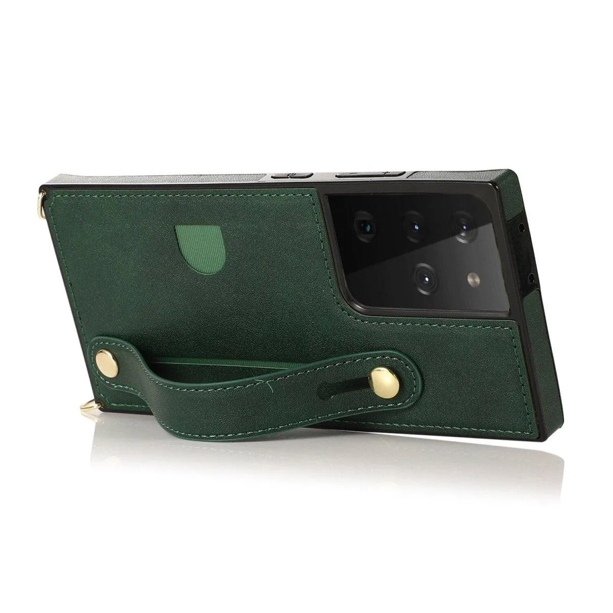 Mane Slim Leather Galaxy Shockproof Case With Wrist Strap