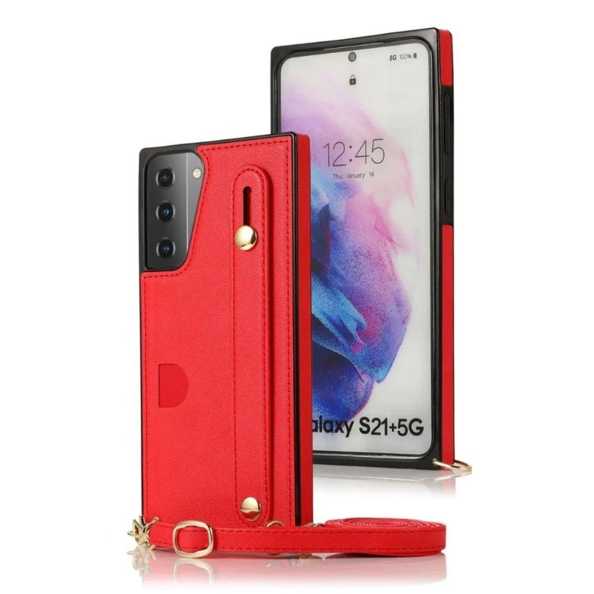 Mane Slim Leather Galaxy Shockproof Case With Wrist Strap