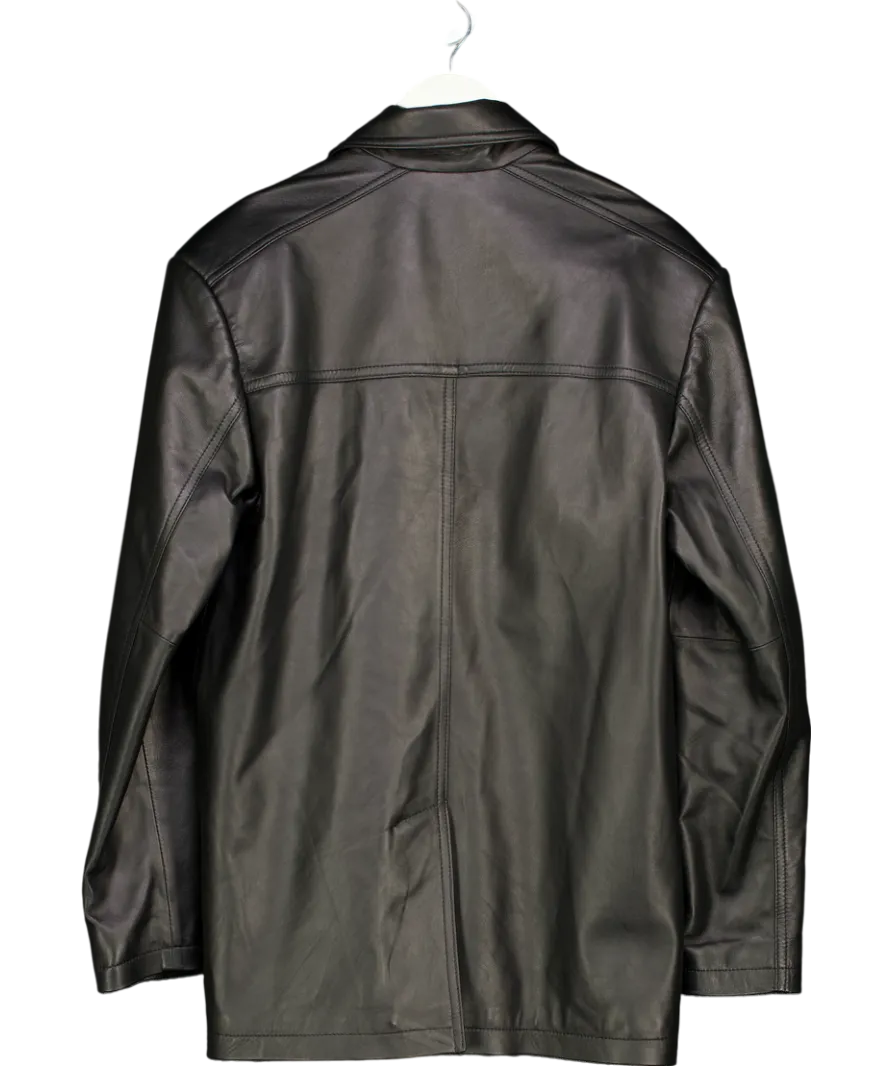 Manokhi Black Luxury Real Leather Button Up Jacket UK M