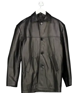 Manokhi Black Luxury Real Leather Button Up Jacket UK M
