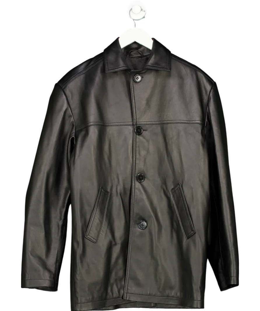 Manokhi Black Luxury Real Leather Button Up Jacket UK M