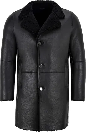 Men Sheepskin Coat Classic Real Leather Trench Reefer Bane Warm Coat 2K320