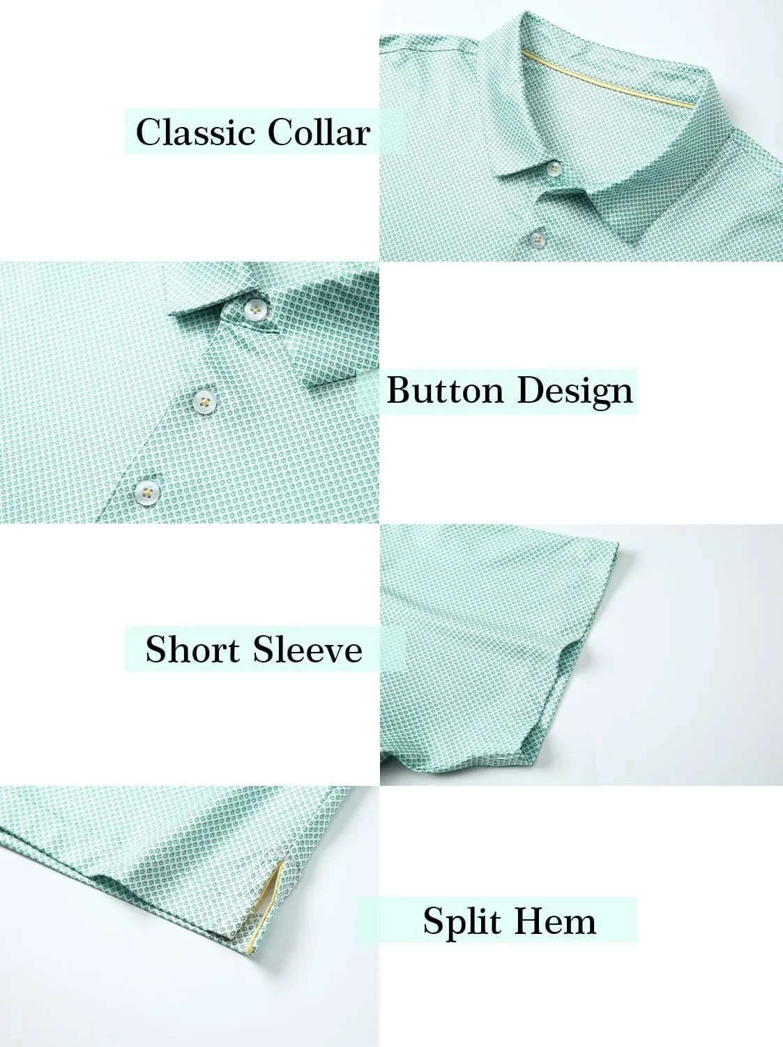 Mens Golf Polo Shirts Short Sleeve Print Performance Moisture Wicking Dry Fit Collared Golf Shirts for Men