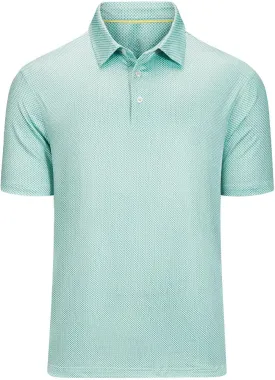 Mens Golf Polo Shirts Short Sleeve Print Performance Moisture Wicking Dry Fit Collared Golf Shirts for Men