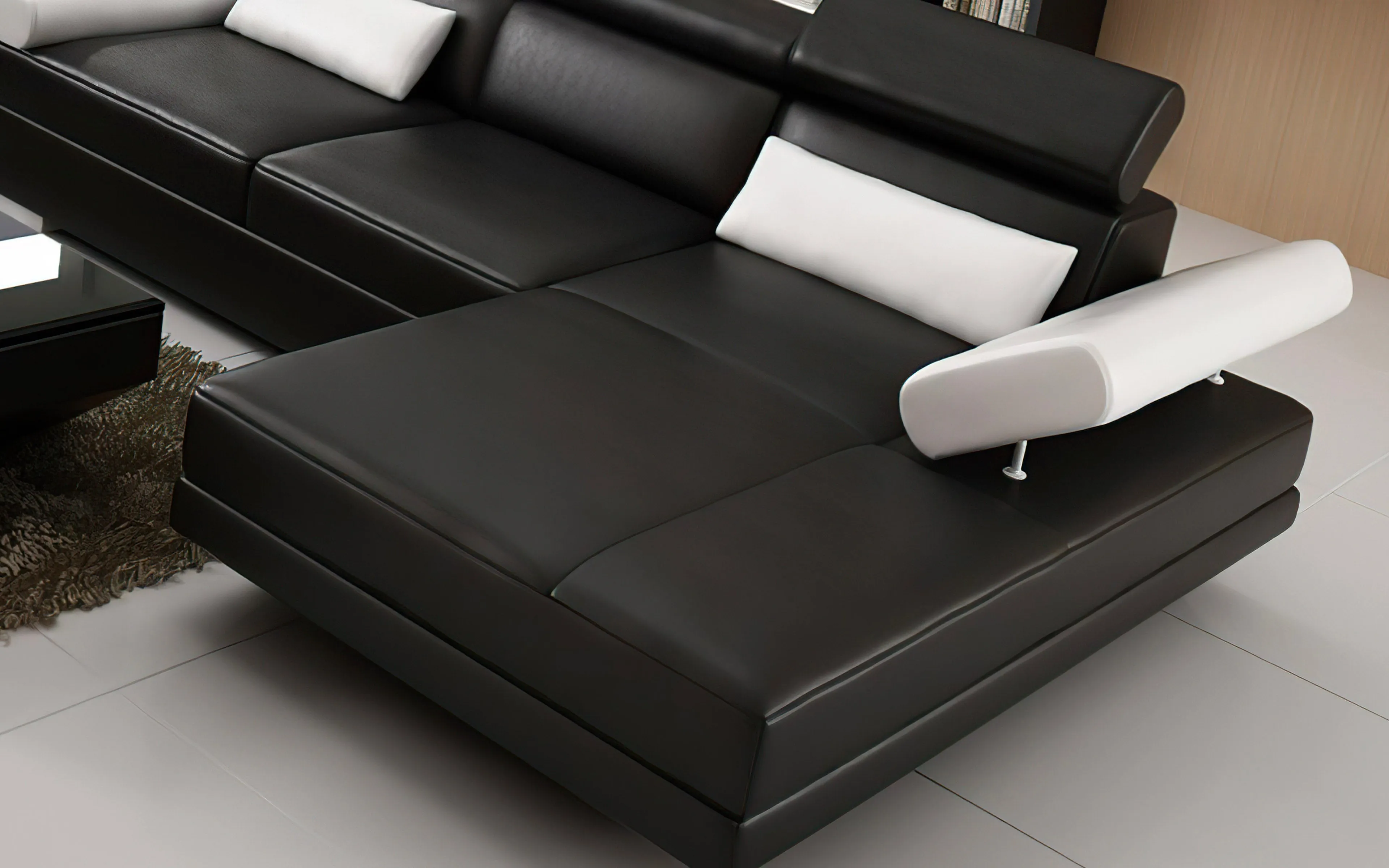 Merdell Mini Modern Leather Sectional with Chaise