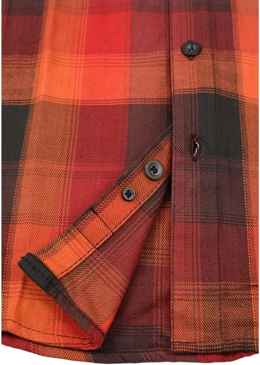 Milwaukee Leather Men's Flannel Plaid Shirt Orange with Red and Black Long Sleeve Cotton Button Down Shirt MNG11641