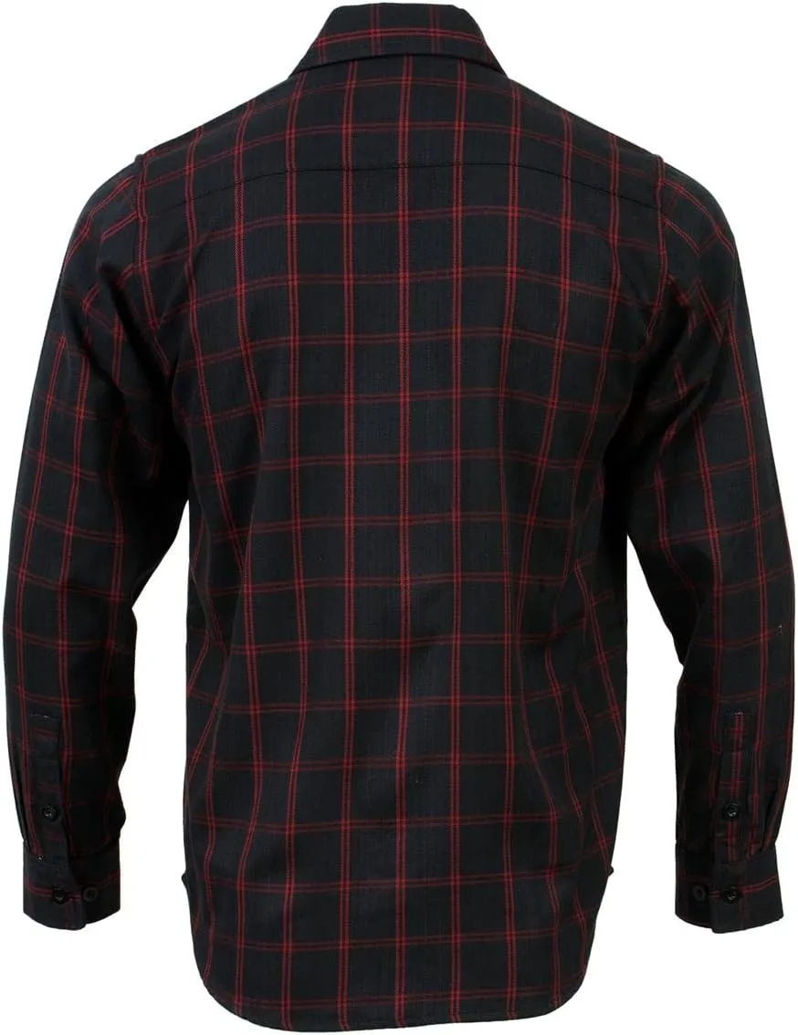 Milwaukee Leather MNG11665 Men's Black and Red Long Sleeve Cotton Flannel Shirt