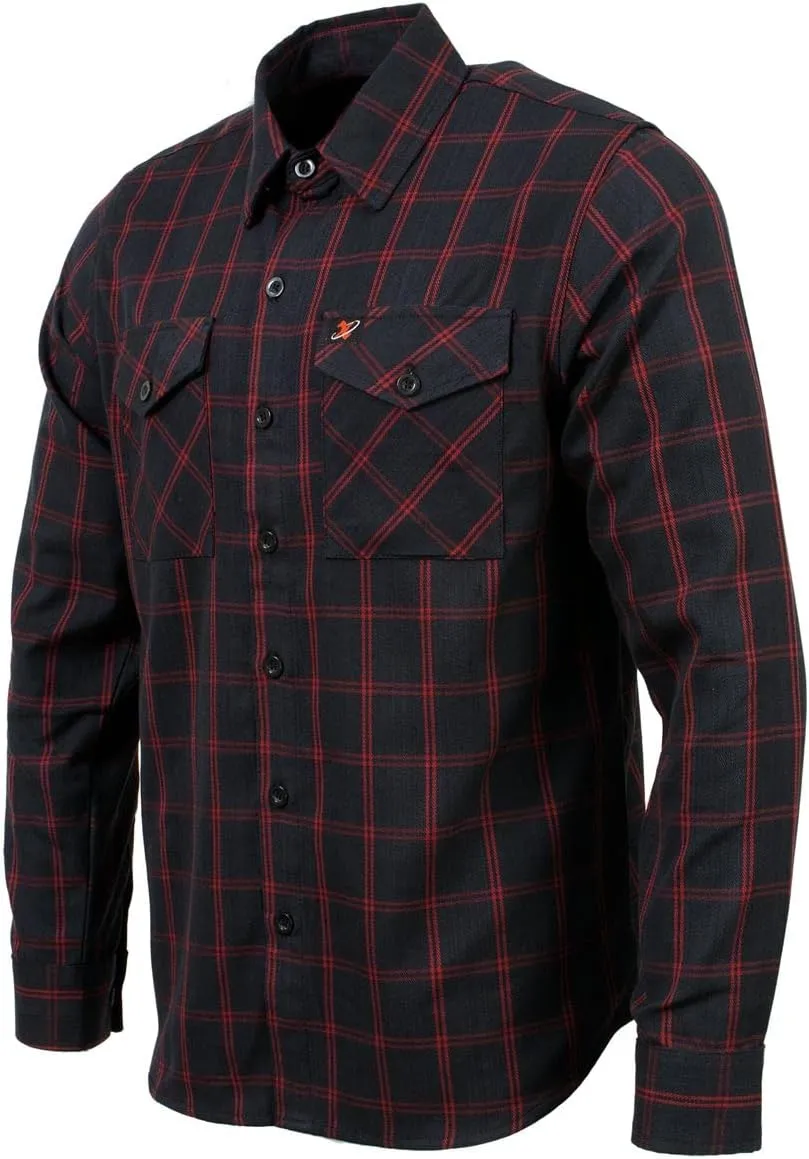 Milwaukee Leather MNG11665 Men's Black and Red Long Sleeve Cotton Flannel Shirt
