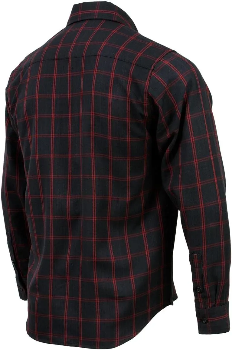 Milwaukee Leather MNG11665 Men's Black and Red Long Sleeve Cotton Flannel Shirt