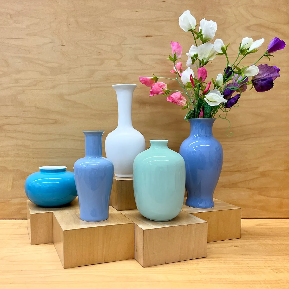 Mini long neck porcelain vase