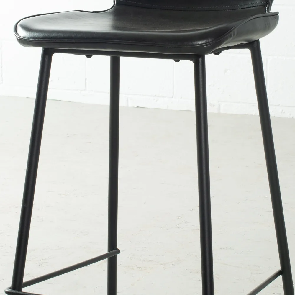 MONROE - Black Leather Bar Stool (65 cm   75 cm)