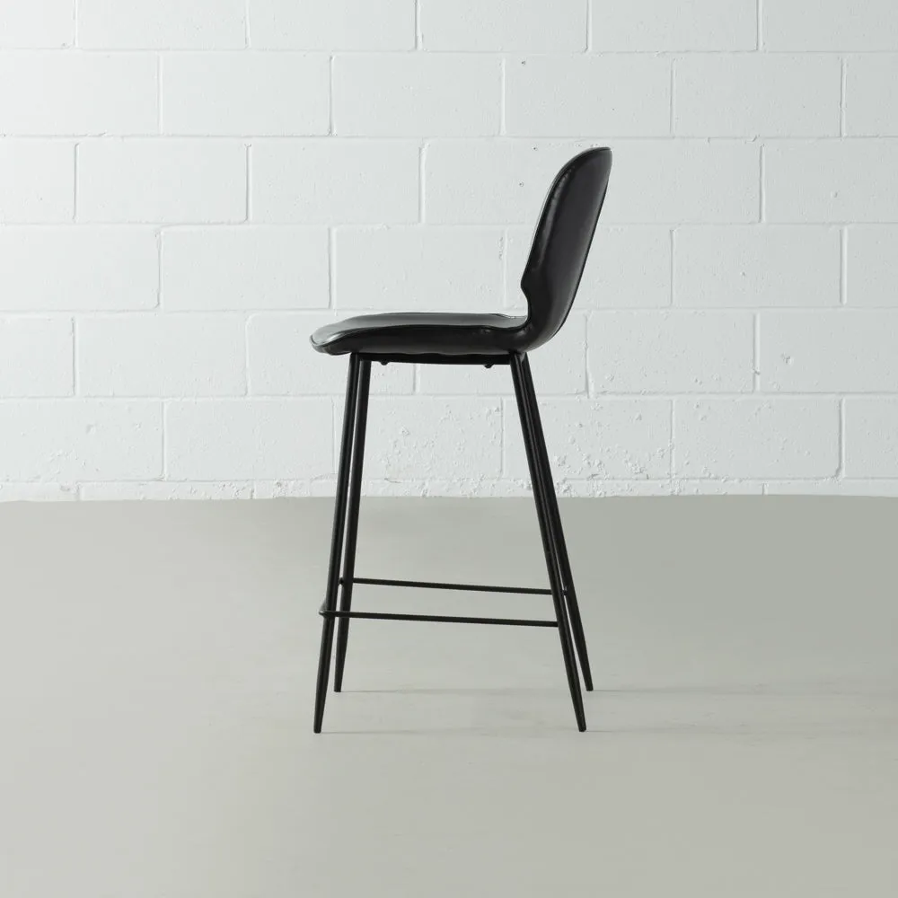 MONROE - Black Leather Bar Stool (65 cm   75 cm)