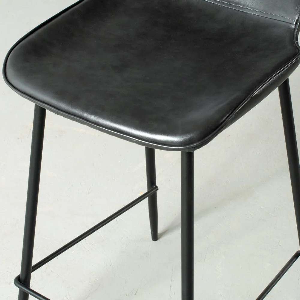 MONROE - Black Leather Bar Stool (65 cm   75 cm)